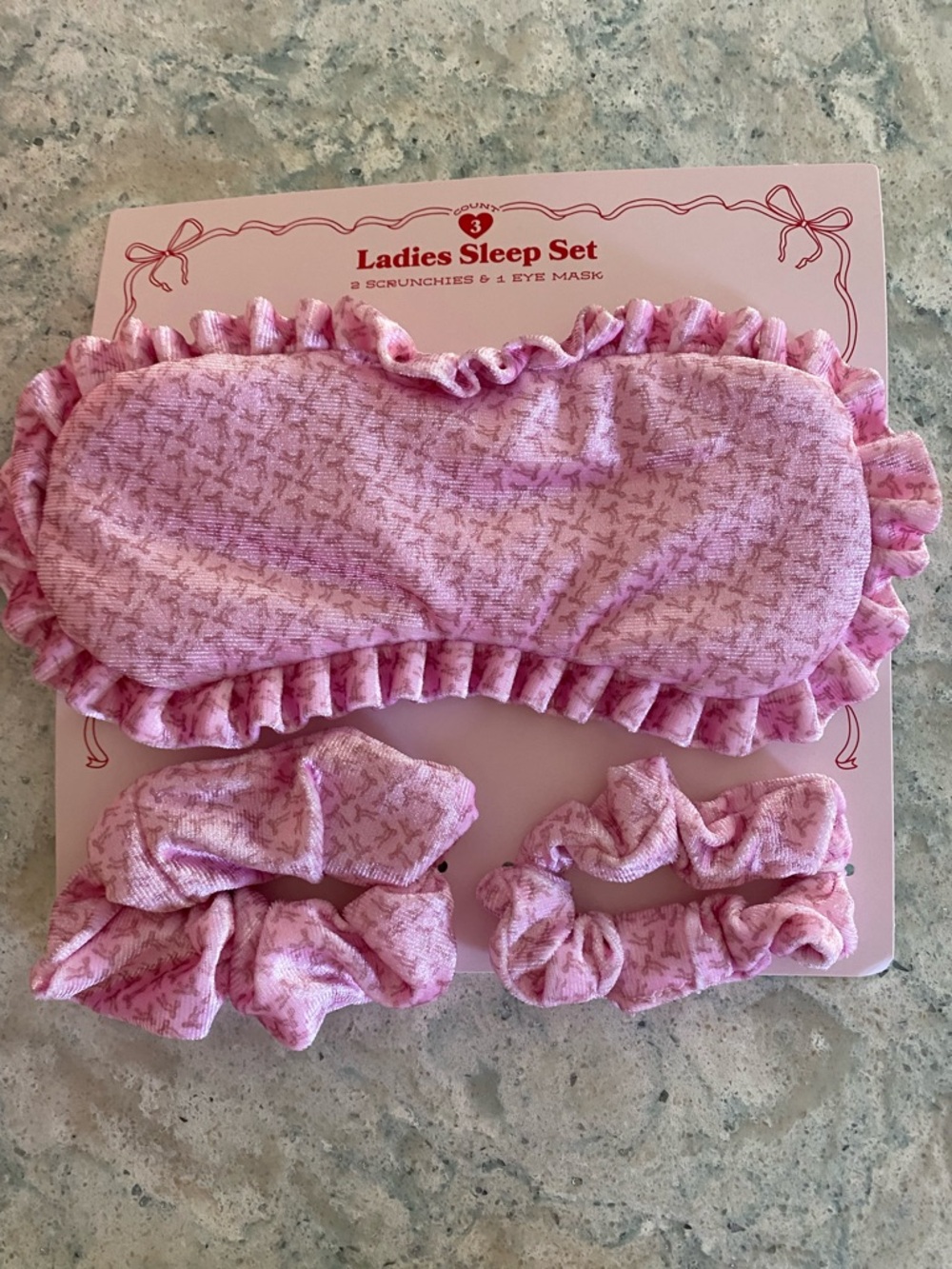 Target Pink Ruffled Eye Mask with Matching Scrunchies - Picture 4 of 4